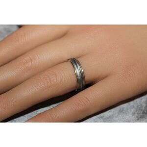 Pretty Vintage c1980s Vargas 14K GF & Sterling Silver Ring Wedding Band SZ 7.5